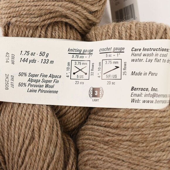Berroco Ultra Alpaca Light Yarn 2 Skeins Alpaca Wool Blend Steel Cut Oats - Picture 3 of 3